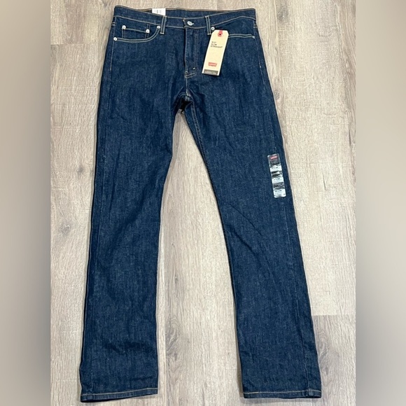NWT Levi’s 513 Slim Straight 32W 34L Slim Straight Dark Wash Denim Jeans 501 - Picture 2 of 8